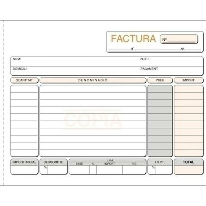 Talonario de Facturas 1/4 (5 Unidades)