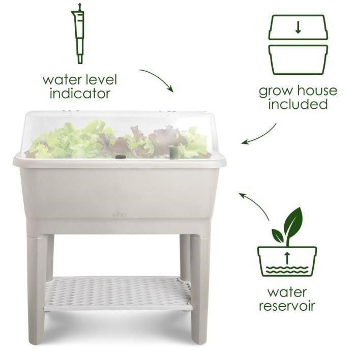 Elho ELH8711904518004 Huerto de pie Noa, Mesa de Cultivo Negra 79x39x94 cm, 100% Reciclado para Cultivo y Cosecha 1