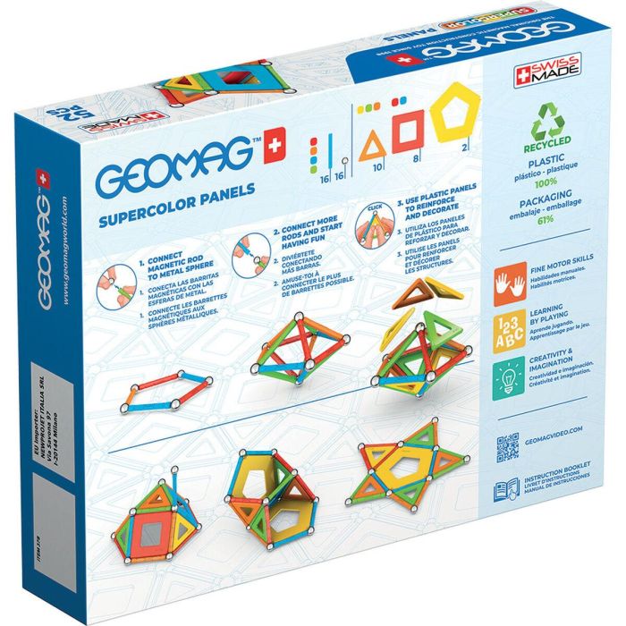 Geomag EcoFriendly Paneles Supercolor 52 Piezas para Construcción 2D y 3D con Barras, Esferas y Paneles Reciclados +5 Años 14