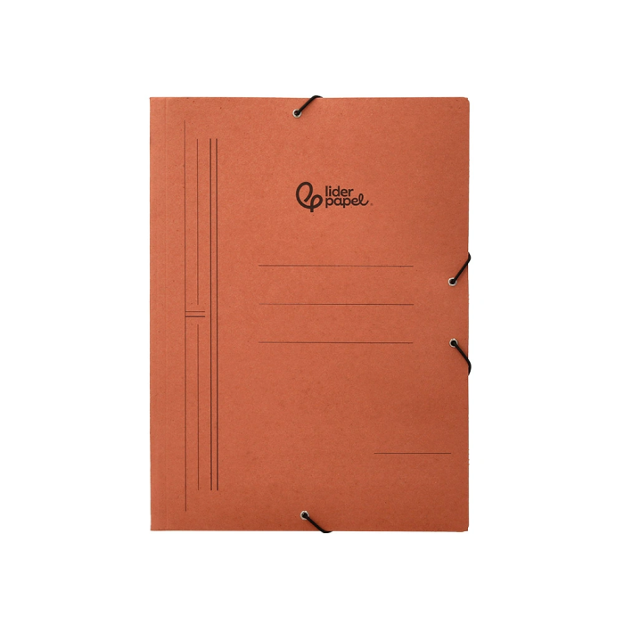 Liderpapel Carpeta de Gomas Tres Solapas Cartón Compacto Folio Color Cuero 3