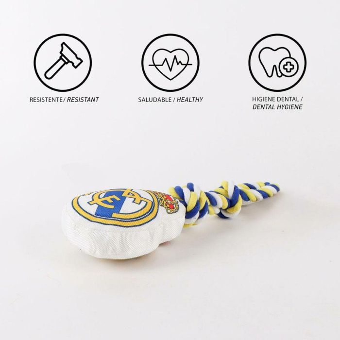 Cerdá Juguete de Cuerda para Perro | Licencia Oficial Real Madrid | Accesorios para Mascotas | Ideal para Masticar y Jugar | Blanco | 15x33x10 cm 1