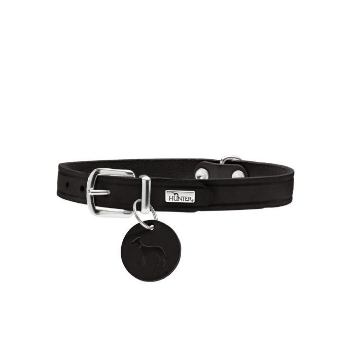 Hunter Collar Aalborg Negro Cuero de Vaca Talla M Cuello 38-47 cm Robusto y Resistente 2