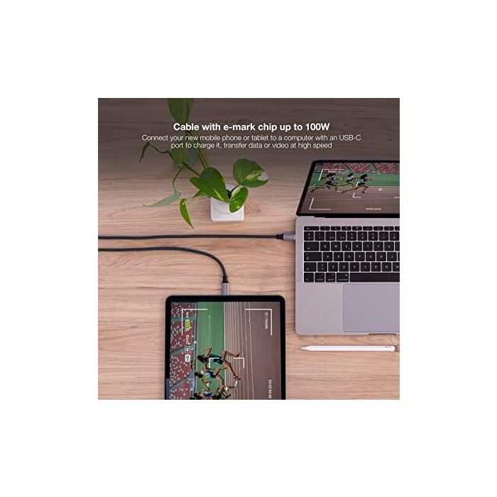 Nano Cable 10.01.4102-COMB Cable USB 3.1 Tipo-C Macho a Tipo-C Macho, 100W, 10Gbps, 2m, Gris y Negro