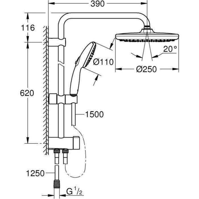GROHE 266802431 Columna de Ducha Vitalio Start System 250, con Desviador Manual y Ahorro de Agua, Acabado Negro Mate 3 GROHE 266802431 Columna de Ducha Vitalio Start System 250, con Desviador Manual y Ahorro de Agua, Acabado Negro Mate 3