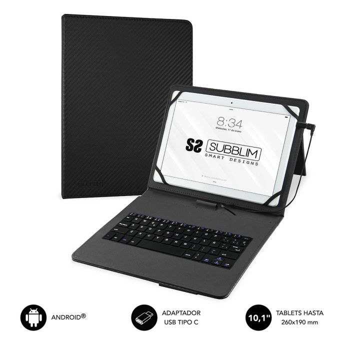 SUBBLIM Funda Tablet KEYTAB PRO USB 10,1" Black
