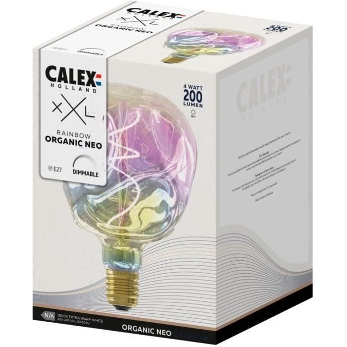 Bombilla LED E27 - CALEX - G125 NEO ORGANIC - Filamento flexible - 4 W - 200 lm - 1800 K - Regulable - Arco iris 3