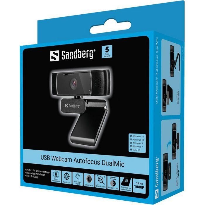 Sandberg Webcam USB Full HD 1080P Autofocus Micrófono Estéreo y Tapa de Privacidad 5 Sandberg Webcam USB Full HD 1080P Autofocus Micrófono Estéreo y Tapa de Privacidad 5