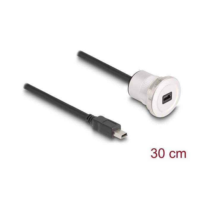 DeLOCK 88186 Cable USB 2.0 Mini-B Macho a Hembra, Aluminio, 30cm, Negro y Plata 1 DeLOCK 88186 Cable USB 2.0 Mini-B Macho a Hembra, Aluminio, 30cm, Negro y Plata 1