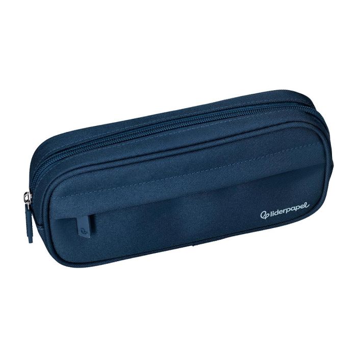 Estuche Portatodo Liderpapel Classic Ovalado 2 Cremalleras Con Bolsillo Delantero 210x90 mm Azul Marino 4