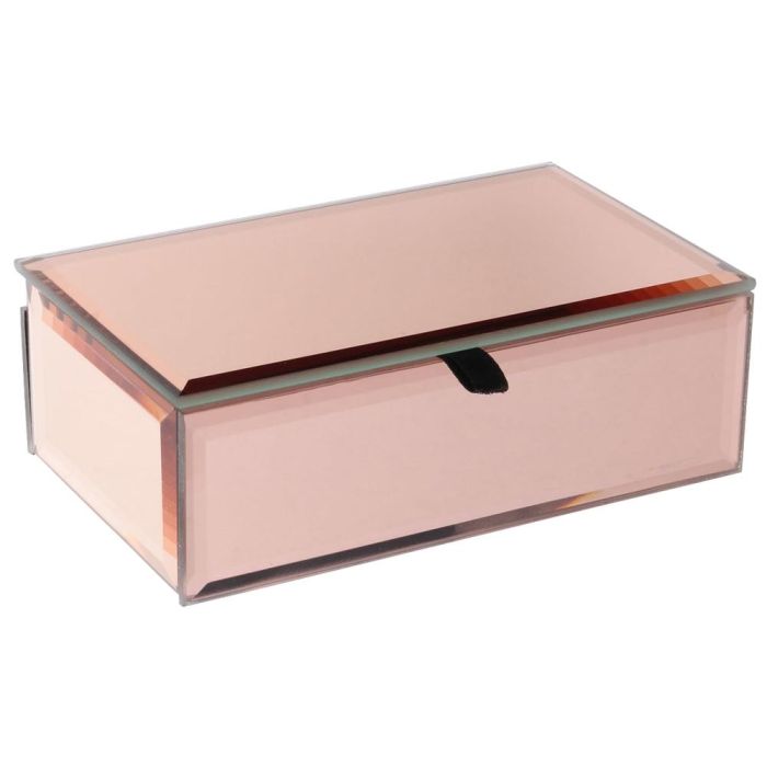 Home Deco Factory Joyero con Espejo Color Cobre para Tocador 16x9,5x5,5 cm 2