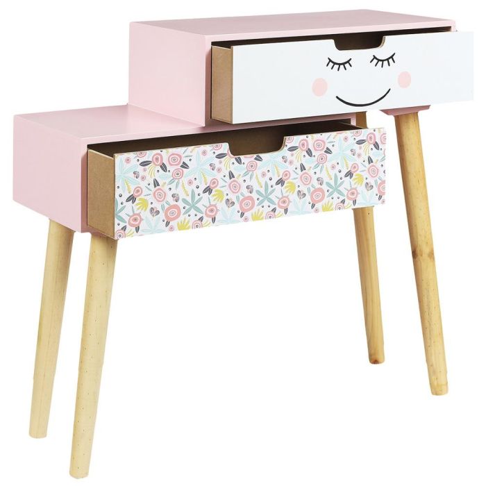 Mesita Con 2 Cajones Rosa Home Deco Kids 3