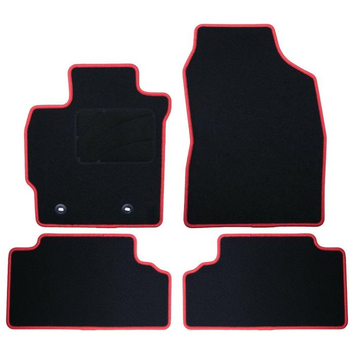Car Lux OCCTY0001RD Alfombrillas a Medida para Toyota Auris 2007-2013, 5 Piezas con Ribete Rojo, Velour Alta Calidad y Anclaje Original