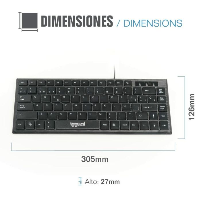 Teclado iggual Teclado USB compacto TKL Slim TKL-USB negro Negro 2