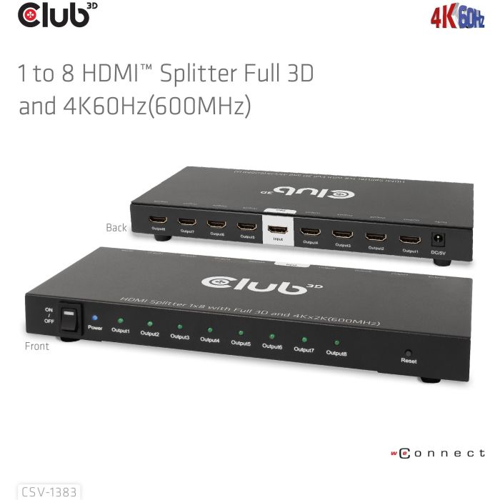 Club3D Splitter HDMI 1 Entrada a 8 Salidas 4K 60Hz UHD 4 Club3D Splitter HDMI 1 Entrada a 8 Salidas 4K 60Hz UHD 4