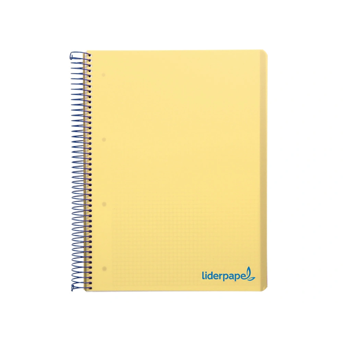 Liderpapel Cuaderno espiral A5 micro wonder tapa plástico 120h 90gr cuadro 5mm 5 bandas 6 taladros color amarillo 2
