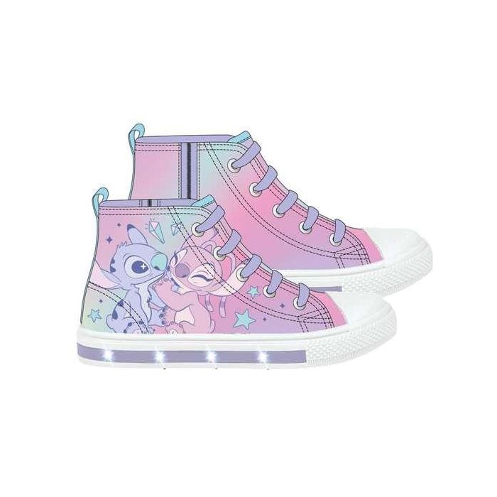 Cerdá T030 Zapatilla loneta alta con luces de Stitch, suela PVC, Multicolor (Talla 30)
