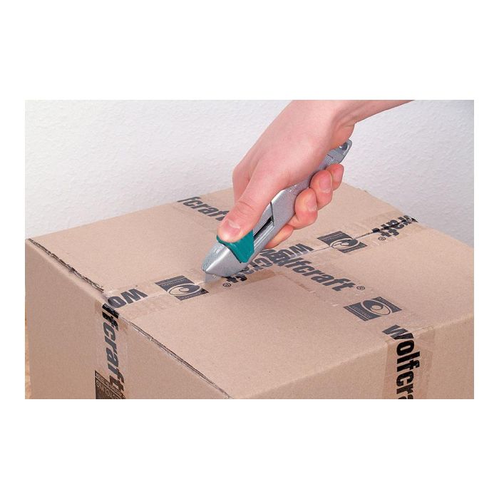 Wolfcraft Cúter de seguridad de metal con cuchilla trapezoidal, función de seguridad, carcasa metálica, 4134000 1 Wolfcraft Cúter de seguridad de metal con cuchilla trapezoidal, función de seguridad, carcasa metálica, 4134000 1