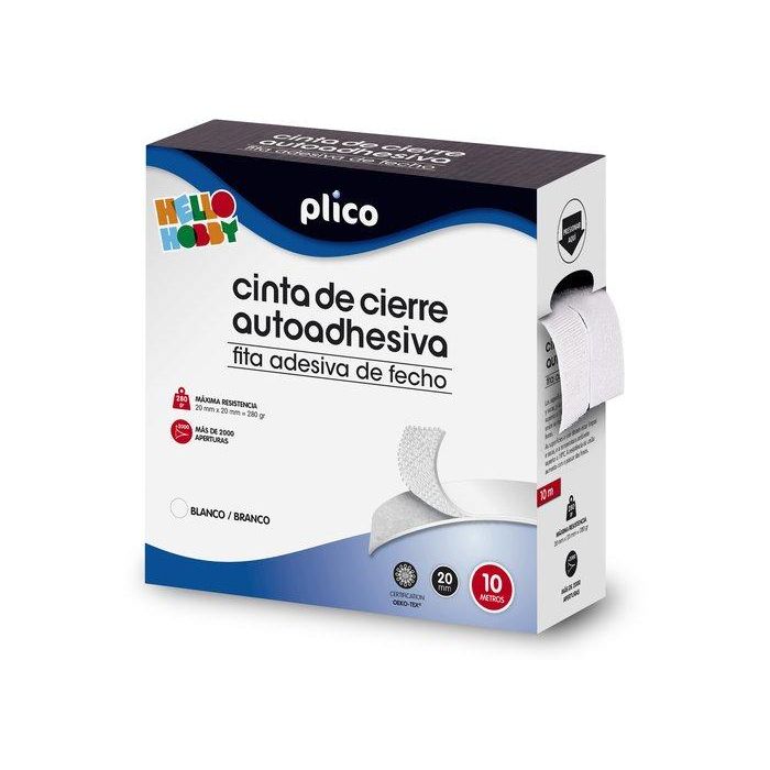 Plico Cinta De Cierre Autoadhesiva 20 mm X 10M Blanco - 2 Rollos Macho y Hembra