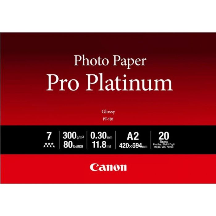 Canon 2768B067 Pro Platinum PT-101 - Papel Fotográfico A2 Alto Brillo 300 g/m² - 20 Hojas
