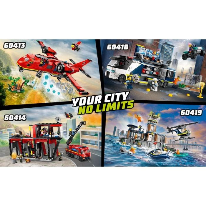 LEGO 60413 City Avión de Rescate de Bomberos Juguete con 3 Pilotos y Minifiguras 7