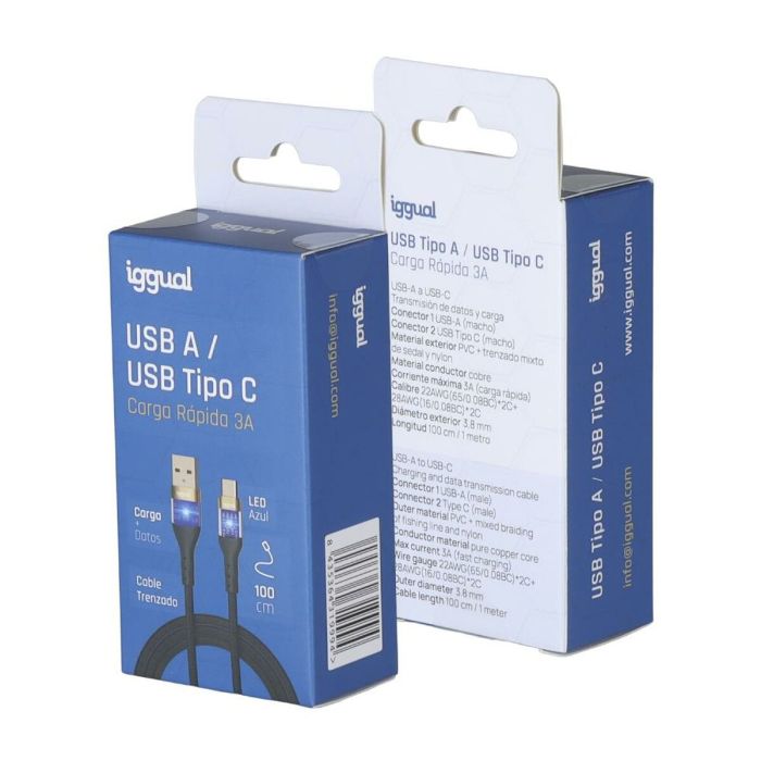 Cable USB A a USB-C iggual IGG319994 Negro 3 Cable USB A a USB-C iggual IGG319994 Negro 3