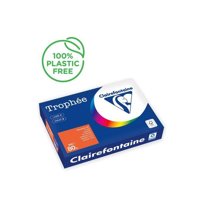 Papel De Color A4 Clairefontaine Trophee 80G 500H Vivo Naranja