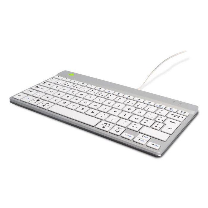 R-Go Tools Teclado Ergonómico Compact Break con Software de Pausa, AZERTY (BE), Cableado, Blanco