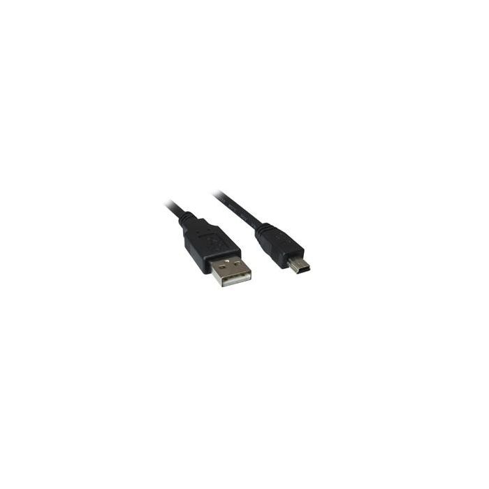 Sharkoon Cable USB 2.0 A a Mini-B, 0.5m, Macho/Macho, Negro para conexión de dispositivos electrónicos