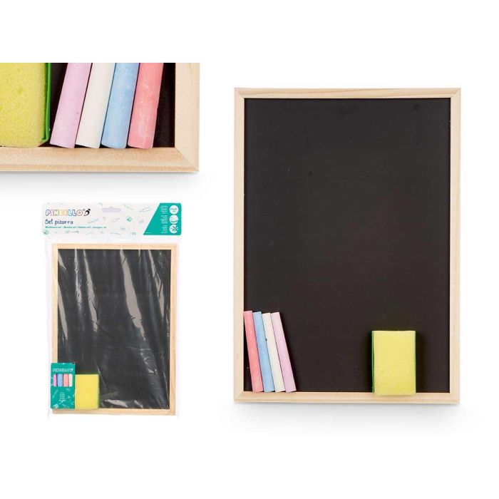 Pizarra de tiza Pincello 29x21 cm, madera y MDF, color negro y madera (24 Unidades) Pizarra de tiza Pincello 29x21 cm, madera y MDF, color negro y madera (24 Unidades)