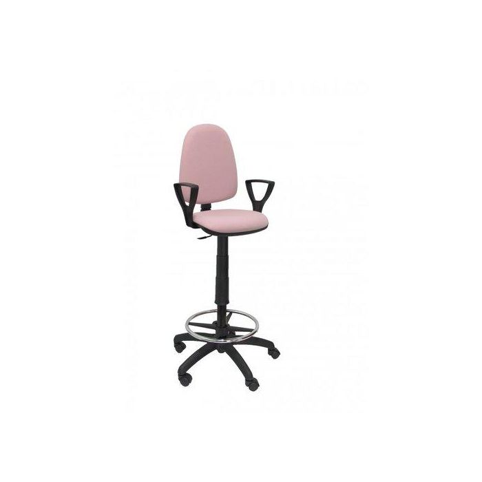 Taburete Piqueras Y Crespo Ayna Brazos Fijos Ergonomico Mecanismo De Contacto Permanente Regulable En Altura Y Aro Reposapies Asiento Y Respaldo Tapizados Bali Rosa Palido