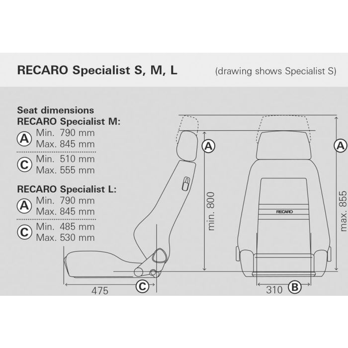 Asiento Recaro Specialist Specialist S Lx-F Dinamica Negro-Piel Artificial Negro Piloto&Copiloto RC040000575 1