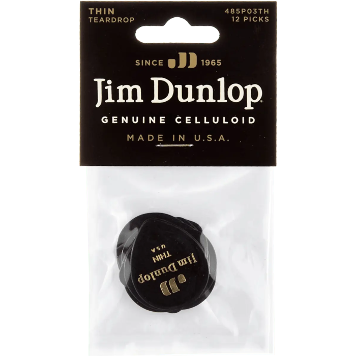 Dunlop Púas Guitarra Genuine Celluloid Teardrop Negro Thin Pack 12 Ud 3 Dunlop Púas Guitarra Genuine Celluloid Teardrop Negro Thin Pack 12 Ud 3