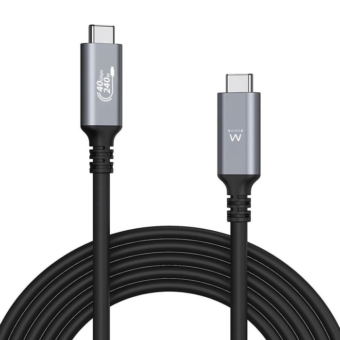 Ewent Cable USB4 Thunderbolt 4 40Gbps 240W EC1070 - USB-C Macho a USB-C Macho 1m, 8K@60Hz, Compatible con Thunderbolt 3, USB 3.2, USB 2.0