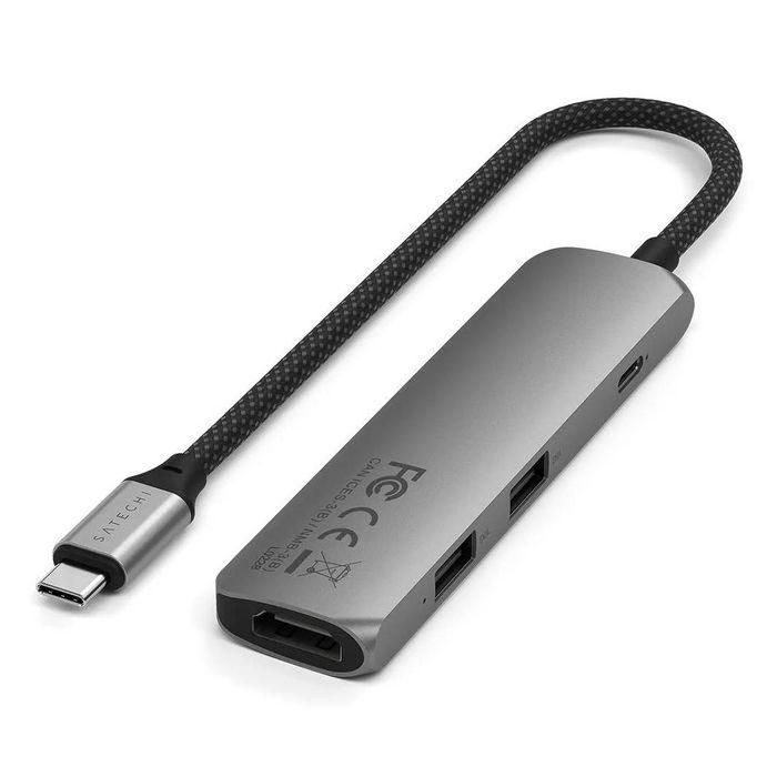 Satechi Adaptador multipuerto Slim 4 en 1 USB-C con 4K HDMI y USB 3.0, 10 Gbps, Space Grey 1 Satechi Adaptador multipuerto Slim 4 en 1 USB-C con 4K HDMI y USB 3.0, 10 Gbps, Space Grey 1