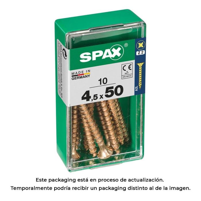 Spax Tornillo madera cabeza plana yellox 4,5x50mm, rosca completa, ranura en cruz z2, 4cut, 10 unid. - 4081020450501