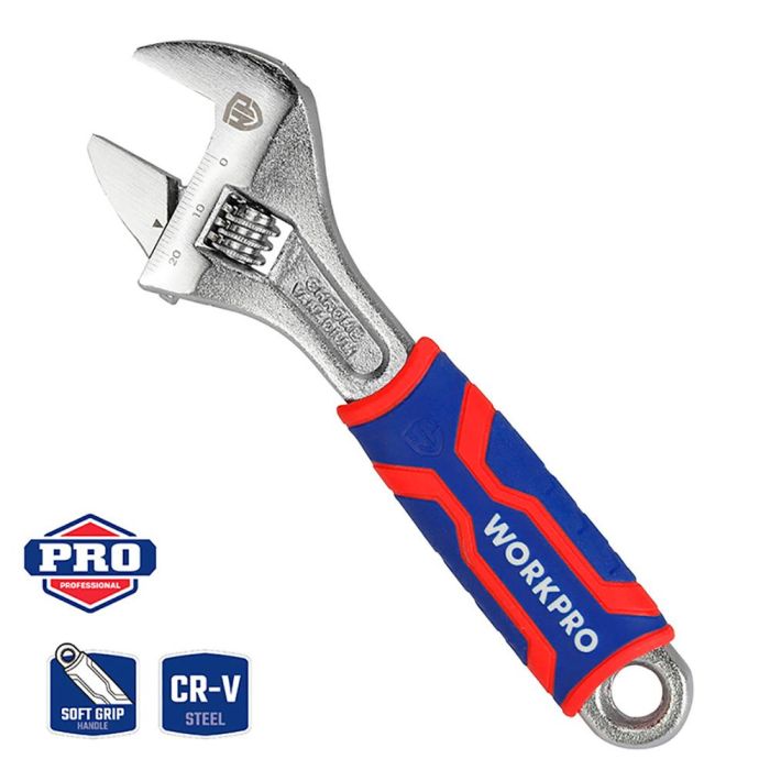 Workpro Llave ajustable 150mm acero al cromo-vanadio, mango bimaterial, resistente al óxido 1 Workpro Llave ajustable 150mm acero al cromo-vanadio, mango bimaterial, resistente al óxido 1