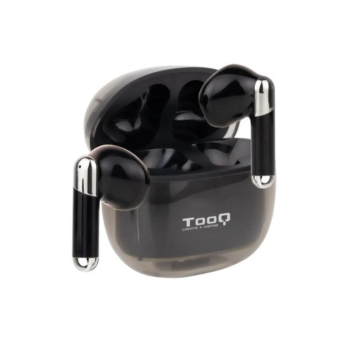 TooQ Auriculares Bluetooth Onyx TQBWH-0054B con Estuche de Carga, Autonomía 4h, Negros