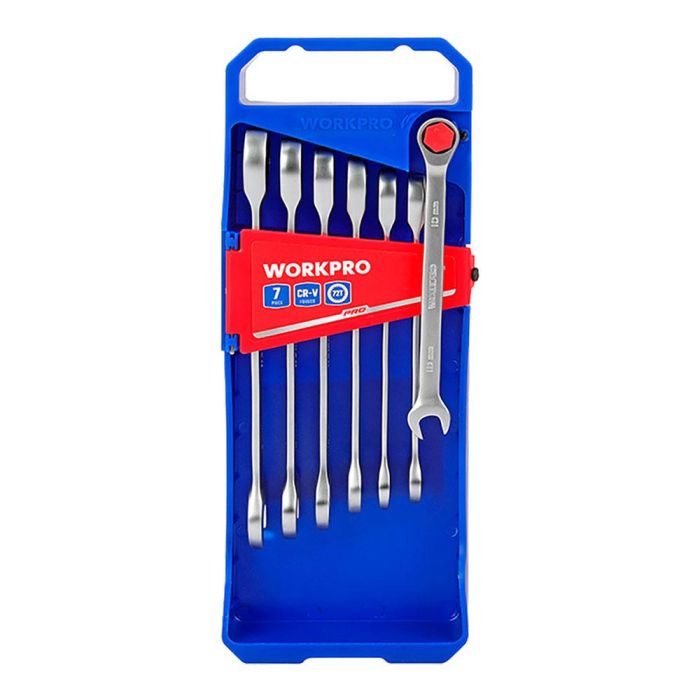 Workpro Juego 7 Llaves Mixtas de Carraca Métricas 10-16 mm Acero Cromo Vanadio 72 Dientes Acabado Mate 2