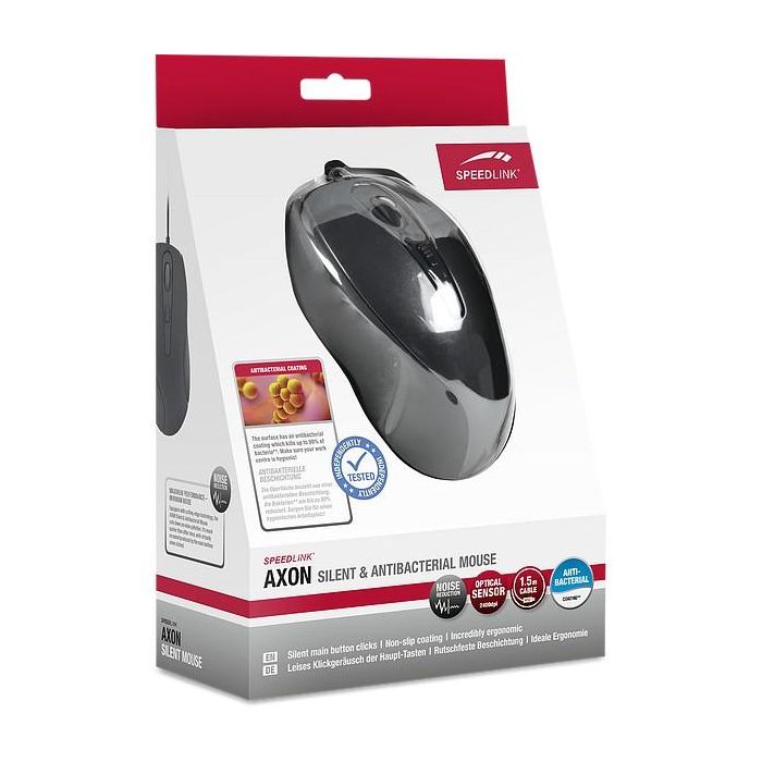 Speedlink Maus AXON. Leise & Antibakteriell. USB. schwarz retail 2
