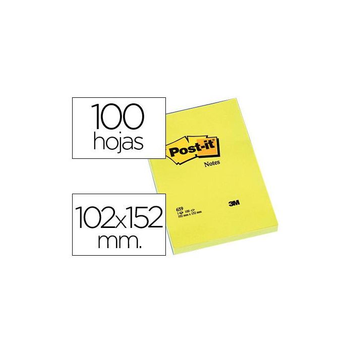 Bloc De Notas Adhesivas Quita Y Pon Post-It 102x152 mm Con 100 Hojas 659 6 unidades