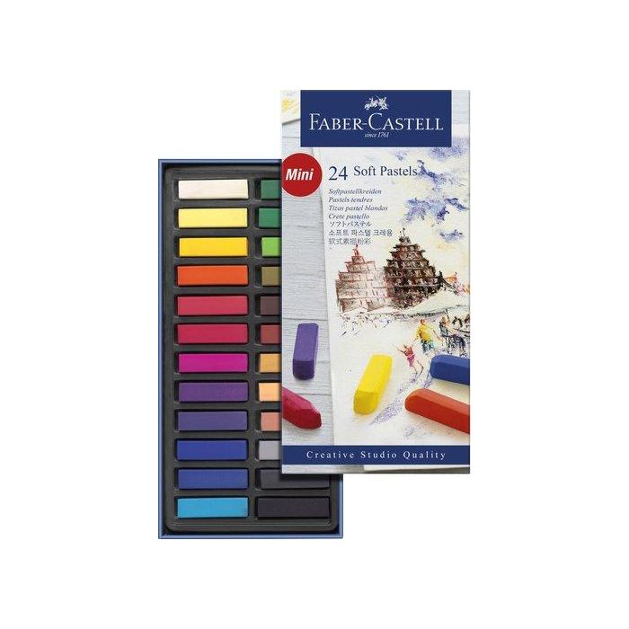 Faber Castell Tizas Pasteles Blandas Mini Estuche 24 Unidades - Colores Brillantes, Alta Pigmentación