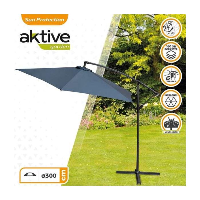Parasol Aktive Gris 300 cm Ø 4,2 cm Aluminio 3 Parasol Aktive Gris 300 cm Ø 4,2 cm Aluminio 3