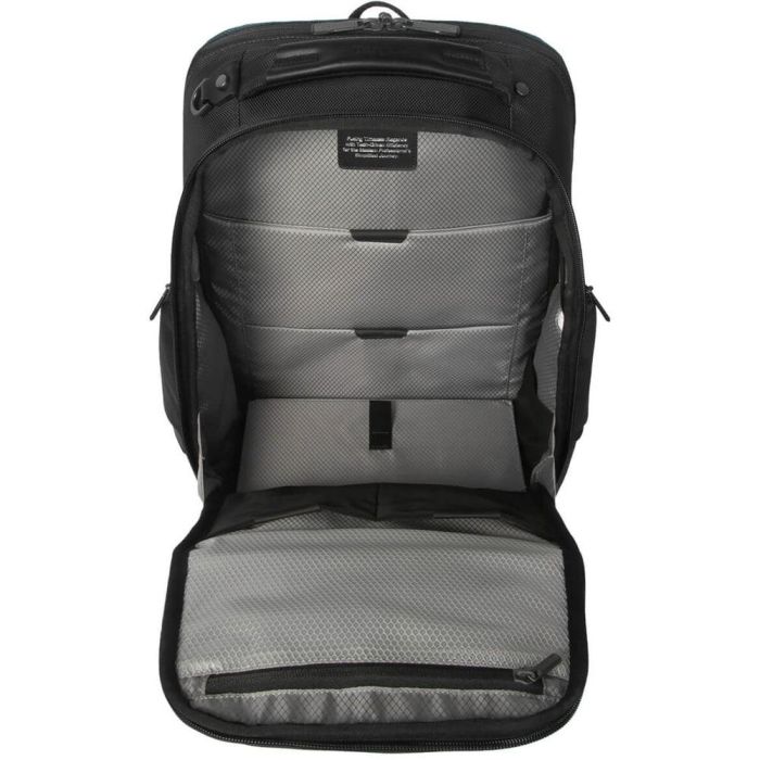 Targus HeritageLuxe Mochila de viaje para portátil 15-16 pulgadas Hombre Poliéster Negra con RFID y ventilación posterior 20