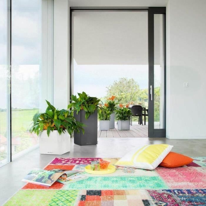 Lechuza LEC4008789137531 Macetero Canto Premium Cube 40, Antracita Metalizado Juego Completo 3