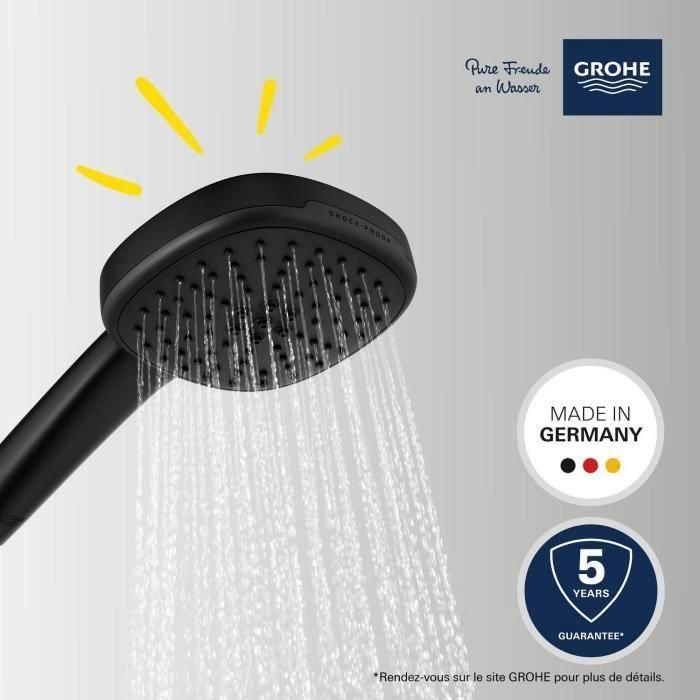 Rociador de ducha - GROHE Vitalio Comfort 110 263972431 - 2 chorros (Lluvia/Estimulante) - Fácil selección - Ahorro de agua - Negro Mate 4