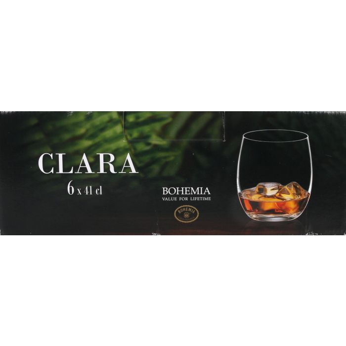 Bohemia Set de 6 Vasos de Cristal, Colección Clara, 410 cc (4 Cajas) 1