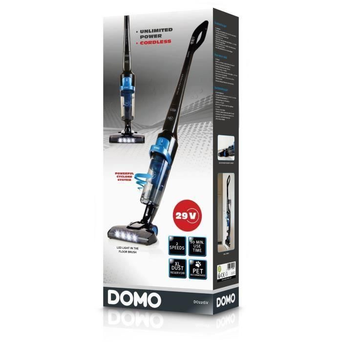 Aspiradora inalámbrica DOMO DO221SV - Sistema ciclónico - Batería de iones de litio de 29 V - Autonomía 50 min - Negro 3 Aspiradora inalámbrica DOMO DO221SV - Sistema ciclónico - Batería de iones de litio de 29 V - Autonomía 50 min - Negro 3