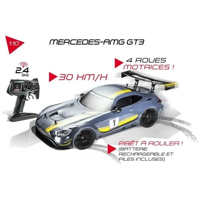 Mondo Mercedes AMG GT3 Coche teledirigido 1:10 - Velocidad hasta 30 km/h - Tracción 4x4 - Para mayores de 3 años 1