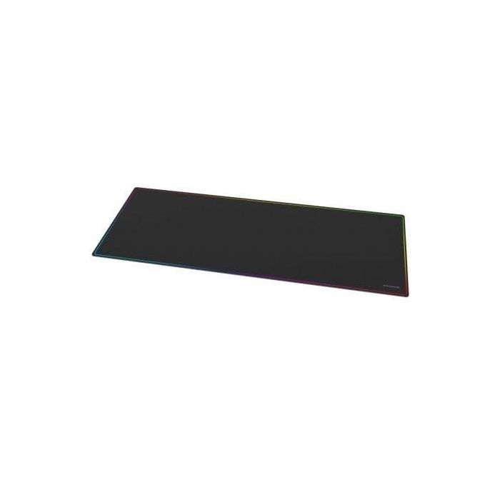 Mars Gaming MMP224 Alfombrilla Gaming XXL Negra 880x330x3mm, Superficie Nano-Textil Borde Rainbow y Base Antideslizante 1