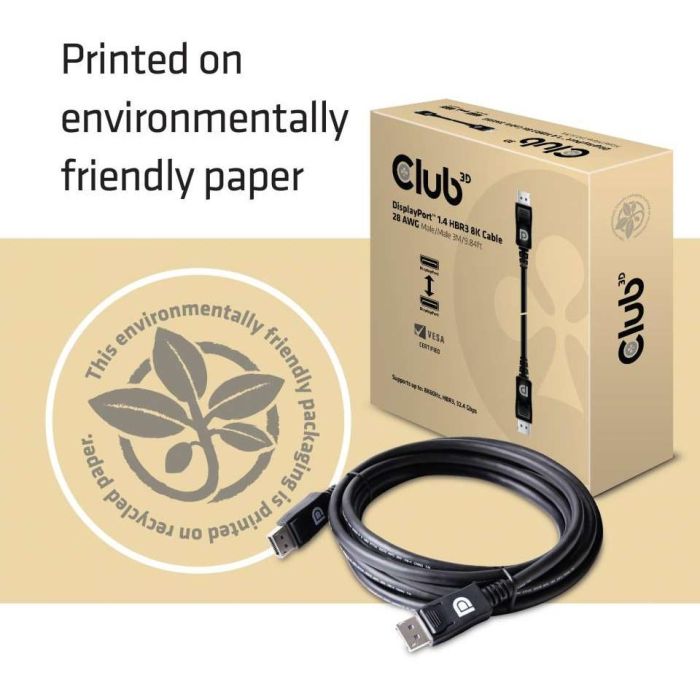 Club3D DisplayPort 1.4 HBR3 32.4Gb/s Cable 3m 8K@60Hz Macho/Macho 4 Club3D DisplayPort 1.4 HBR3 32.4Gb/s Cable 3m 8K@60Hz Macho/Macho 4